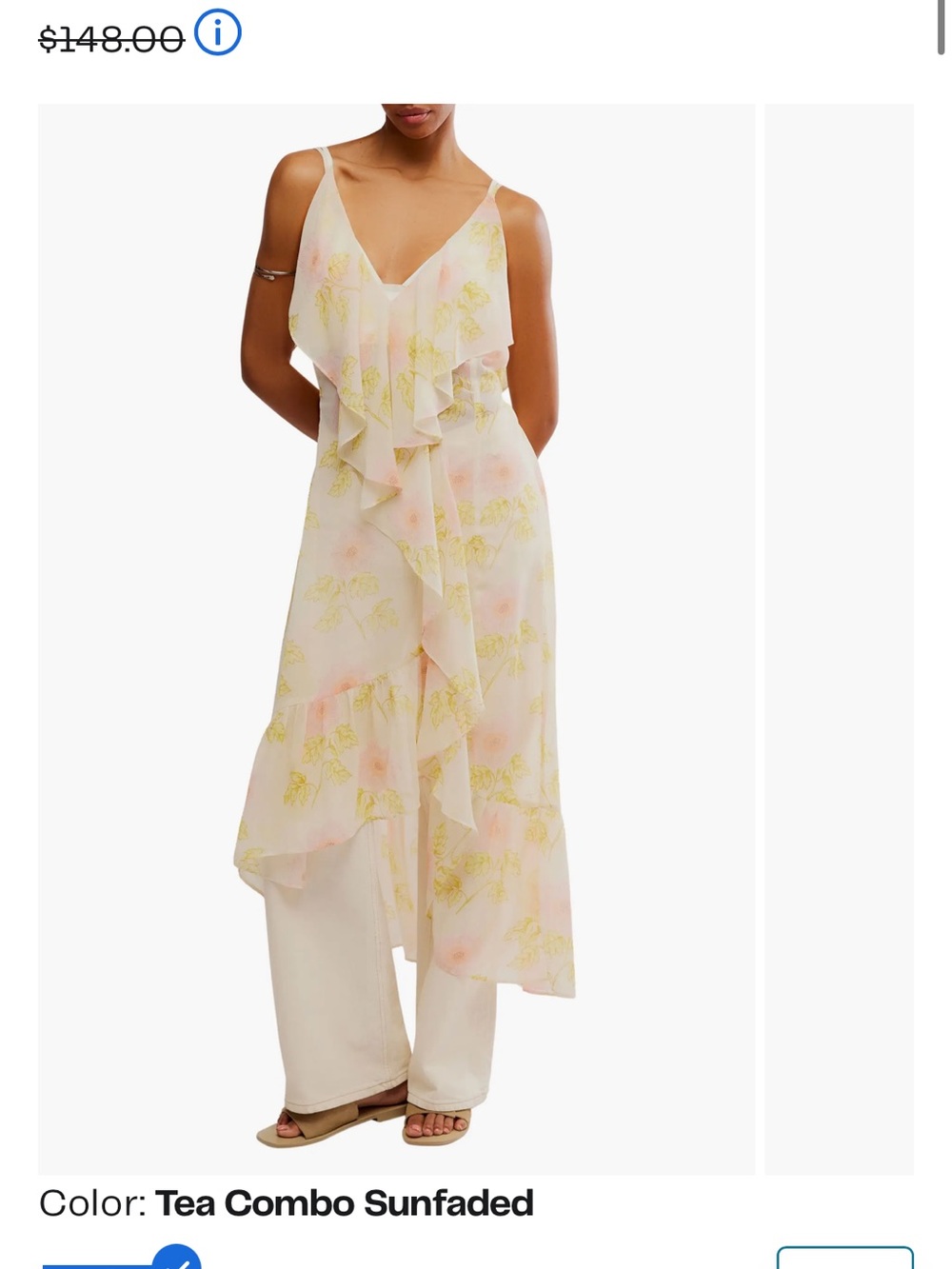 Free People Sunfaded Floral Maxi Top Tunic XS Sage Combo